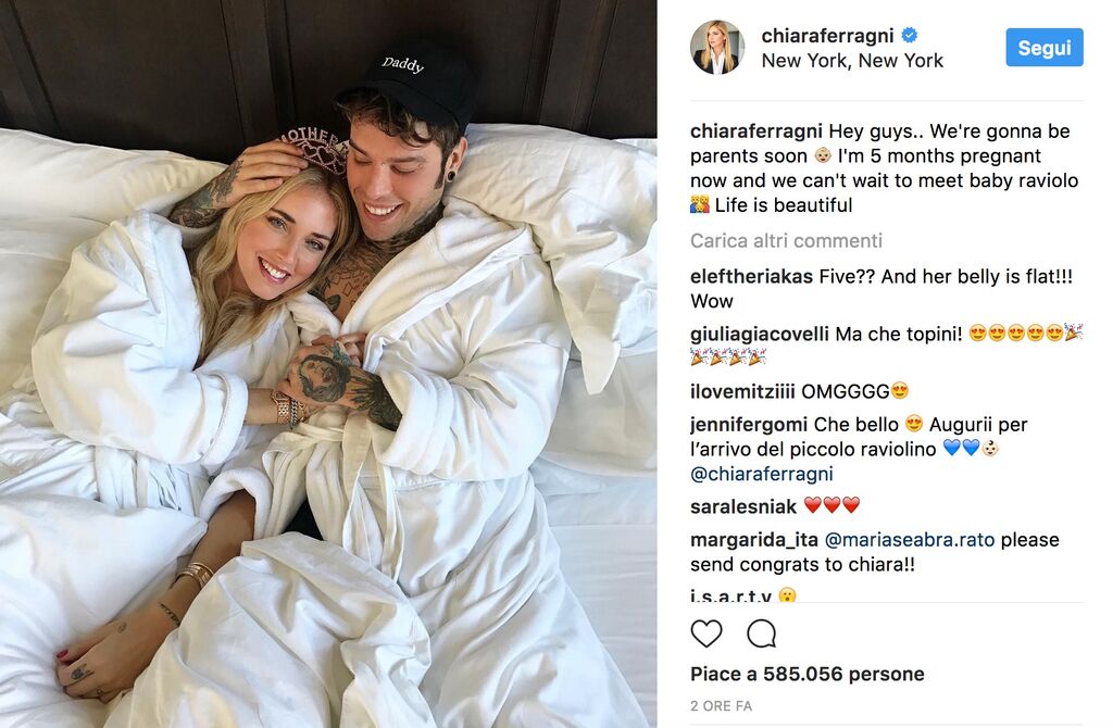 post instagram chiara ferragni incinta