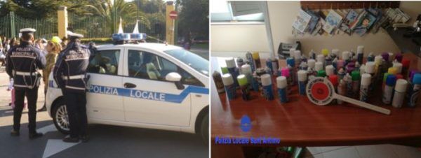 sequestro di bombolette spray della polizia municipale a sant'antimo