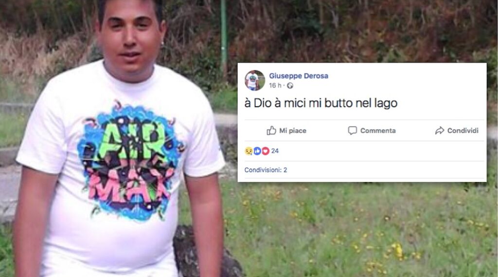 telese giuseppe derosa morto nel lago annuncio suicidio facebook