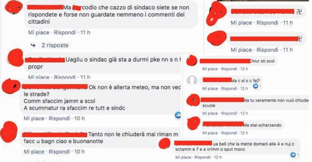 insulti sindaco allerta meteo