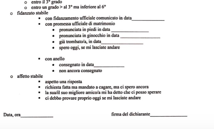 modulo autocertificazione congiunti fake