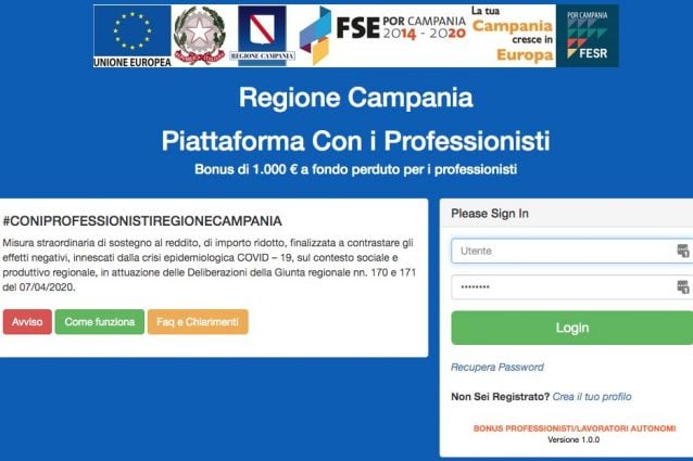 bonus professionisti campania domanda