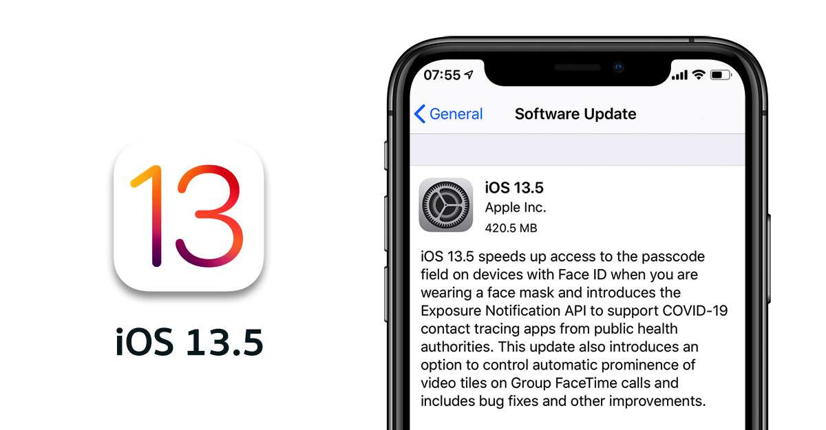 Aggiornamento IOS, Apple, 13.5/2020