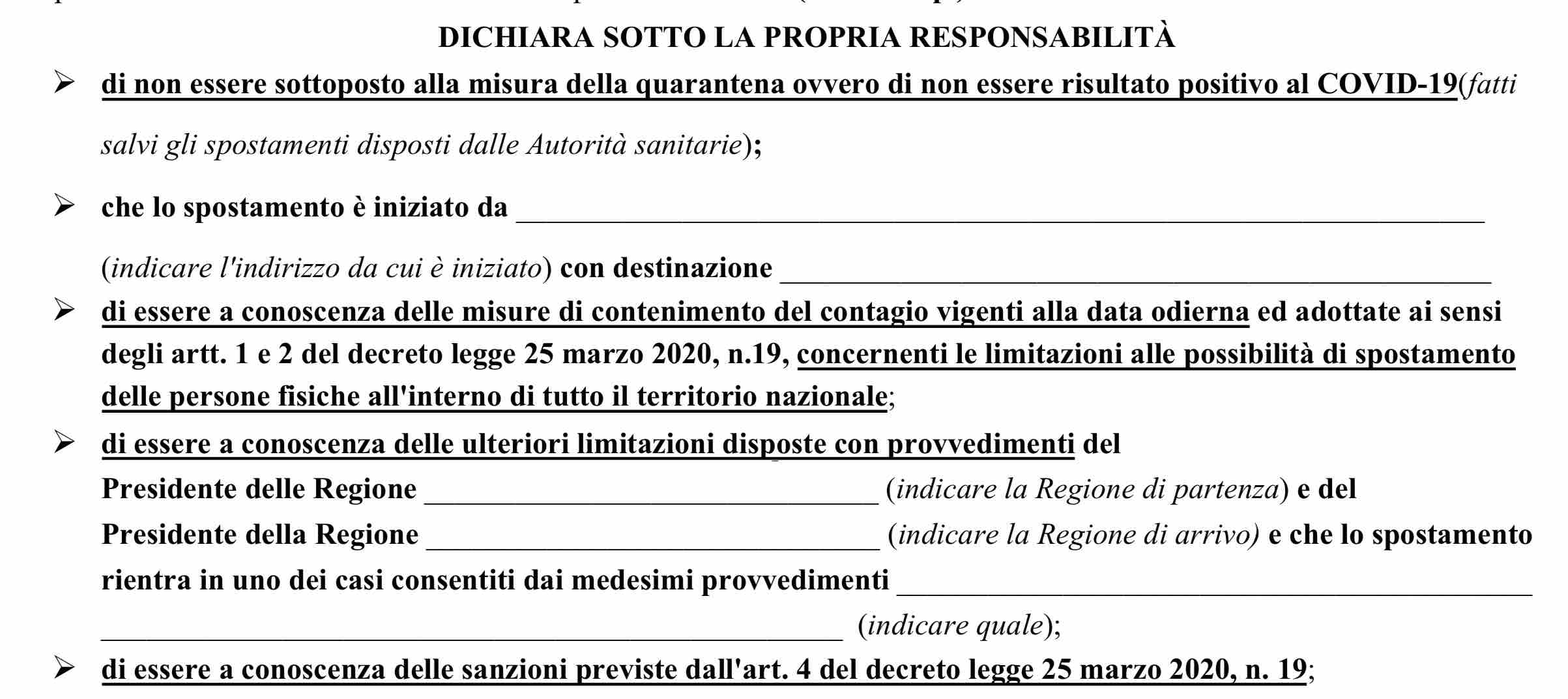 autocertificazione itinerario scarica modulo