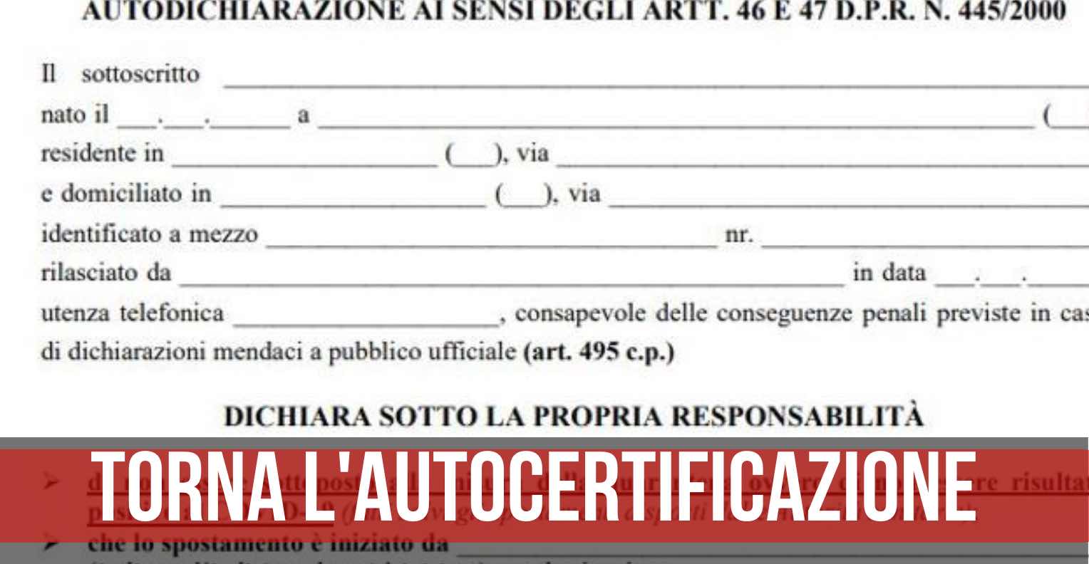 campania zona rossa autocertificazione