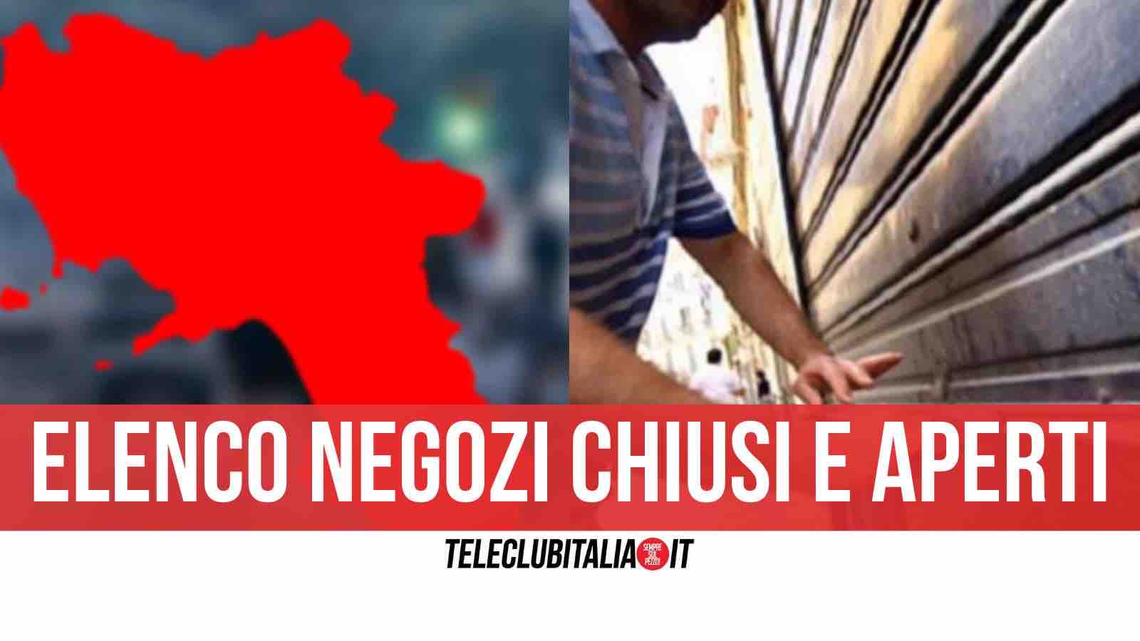 negozi chiusi zona rossa campania