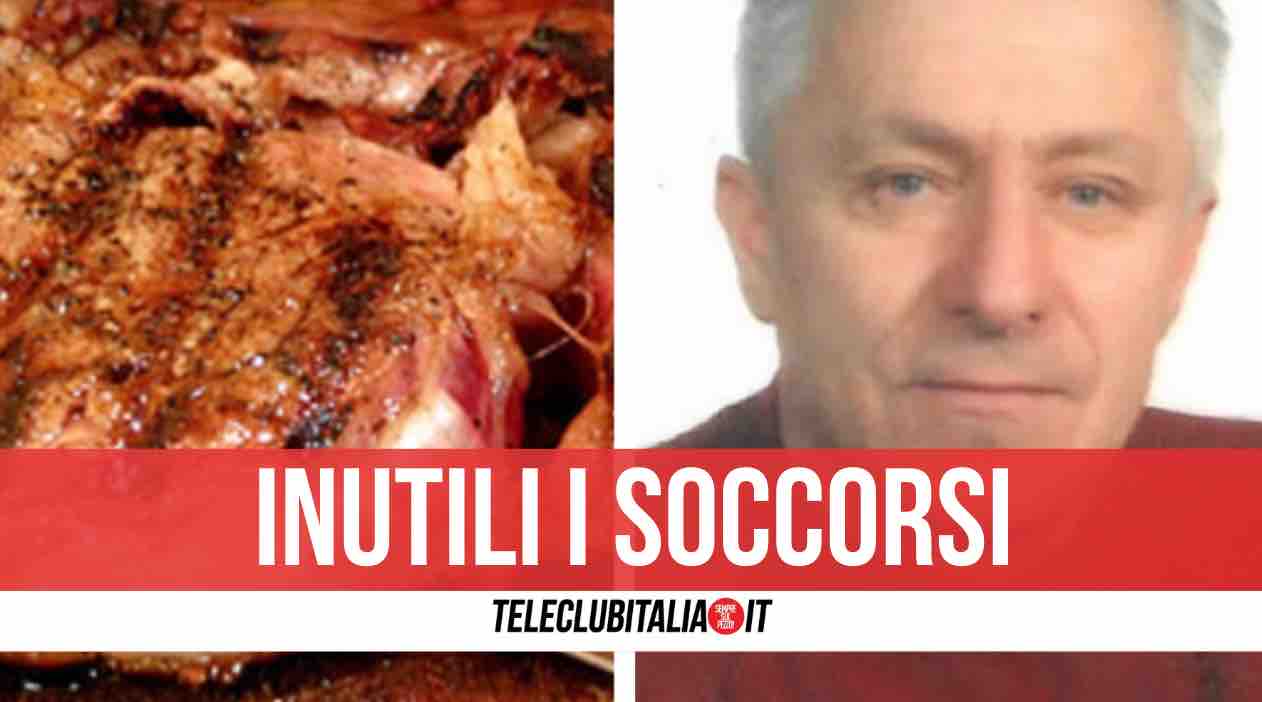 Giuliano Branchetti morto soffocato boccone di carne