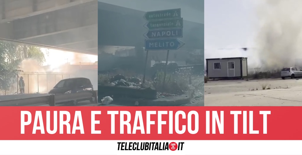 Fiamme sulla Circumvallazione esterna, fumo invade le carreggiate Fiamme sulla Circumvallazione esterna, fumo invade le carreggiate