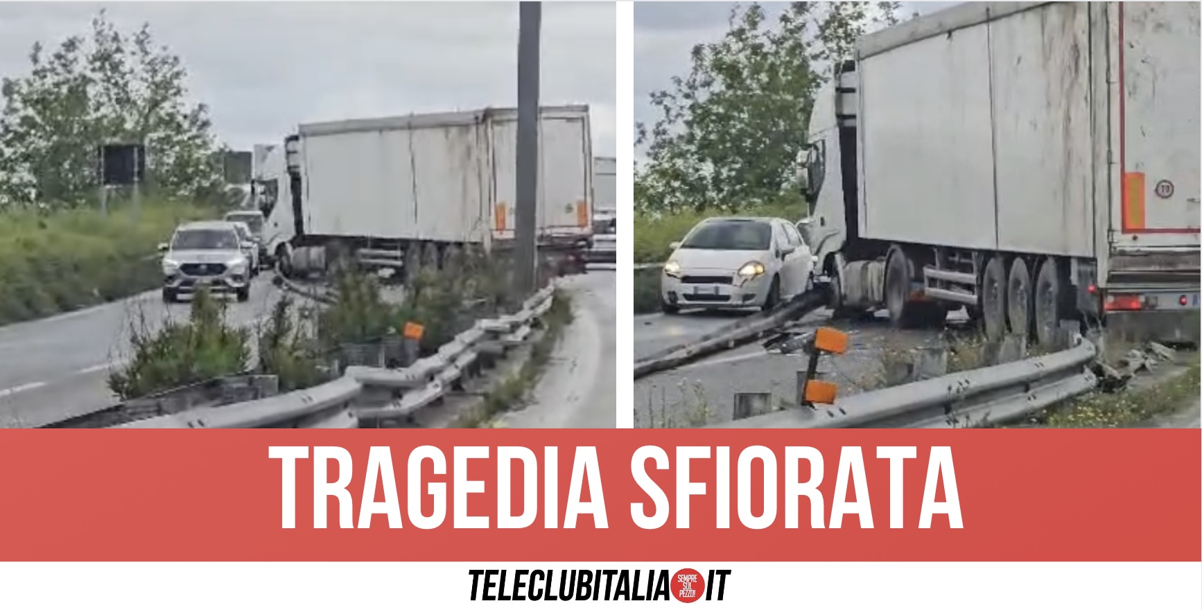 Incidente sull’Asse Mediano: camion sfonda guardrail e finisce nella corsia opposta