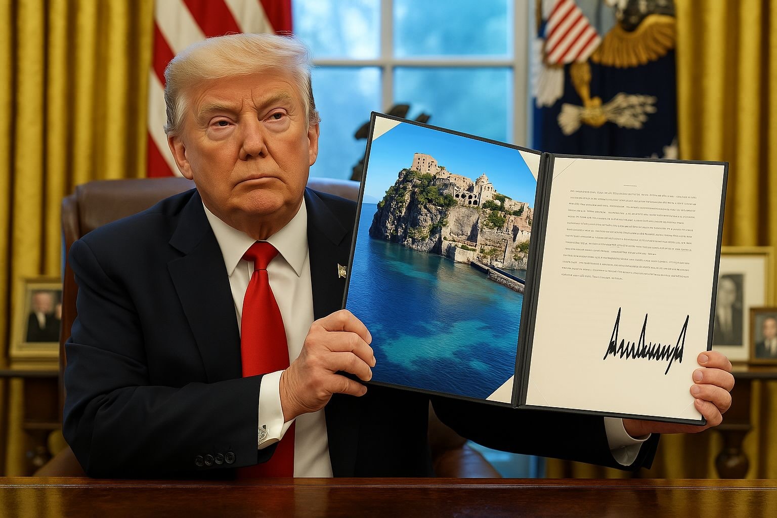 Dopo la Groenlandia, Trump vuole Ischia e Lago Patria: “Mi ritirerò lì come Scipione”