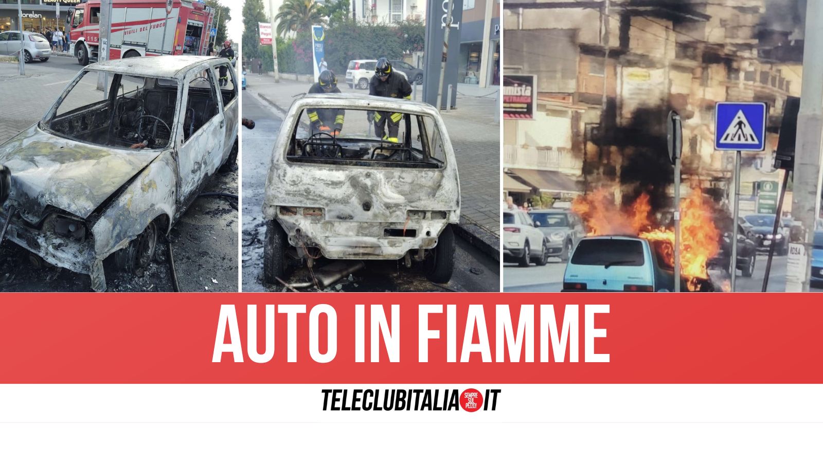 Aversa, auto in fiamme in viale della Libertà: incendio domato dai Vigili del Fuoco Aversa, auto in fiamme in viale della Libertà: incendio domato dai Vigili del Fuoco