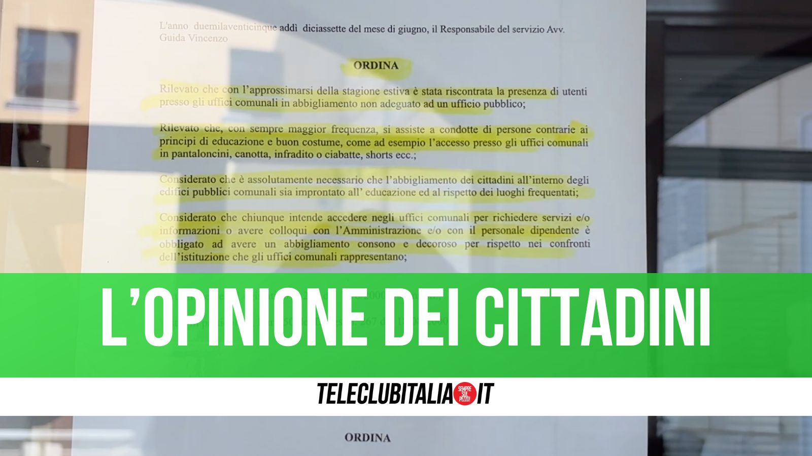 Cesa, vietati abiti “poco decorosi” in Comune in estate. Il sindaco: “Norma di buon senso” Cesa, vietati abiti “poco decorosi” in Comune in estate. Il sindaco: “Norma di buon senso”