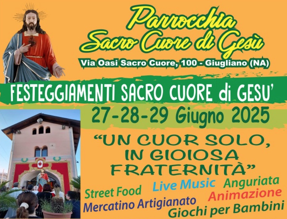 Giugliano in festa per il Sacro Cuore di Gesù: tre giorni di preghiera, musica e comunità