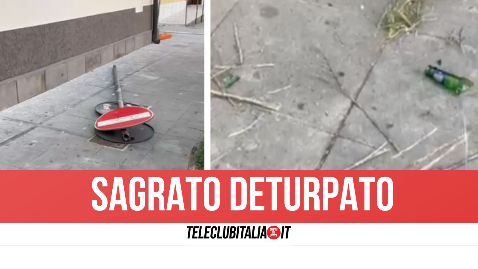 Aversa, movida fuori controllo: segnaletica verticale divelta e cocci di vetro sul sagrato della chiesa Aversa, movida fuori controllo: segnaletica verticale divelta e cocci di vetro sul sagrato della chiesa