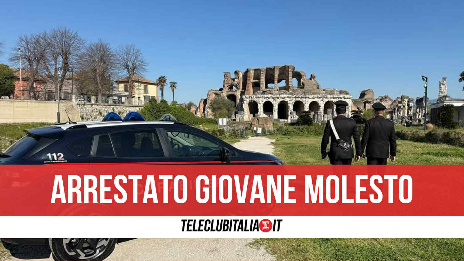 santa maria capua vetere infastidisce clienti del bar e prende a calci e pugni auto carabinieri arrestato