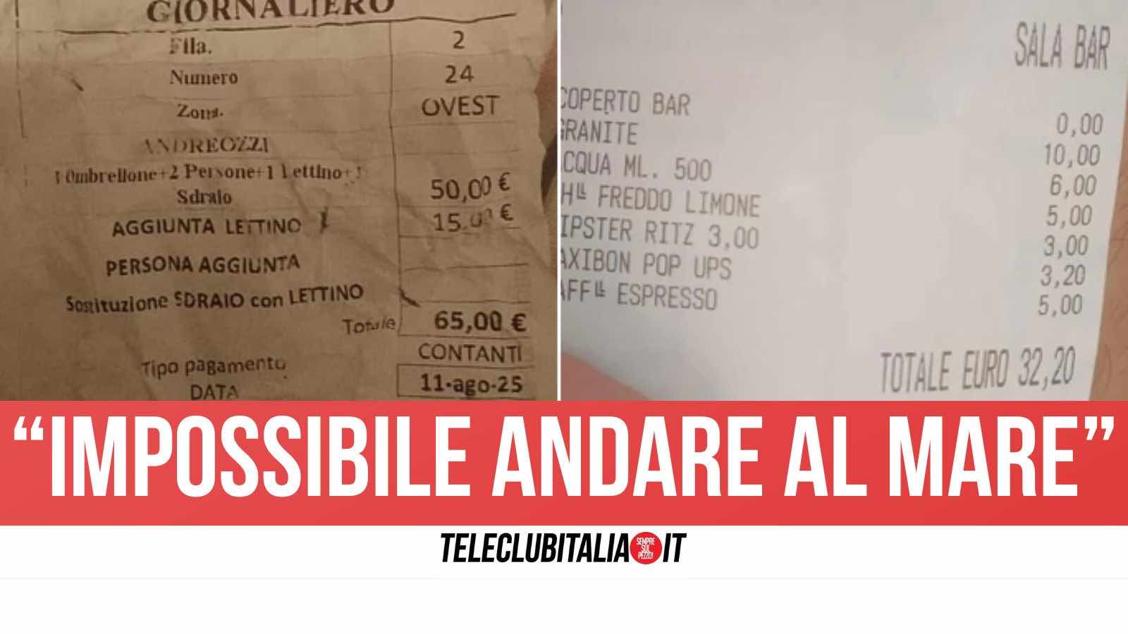 ombrellone e snack conto salato in costiera la denuncia sul social