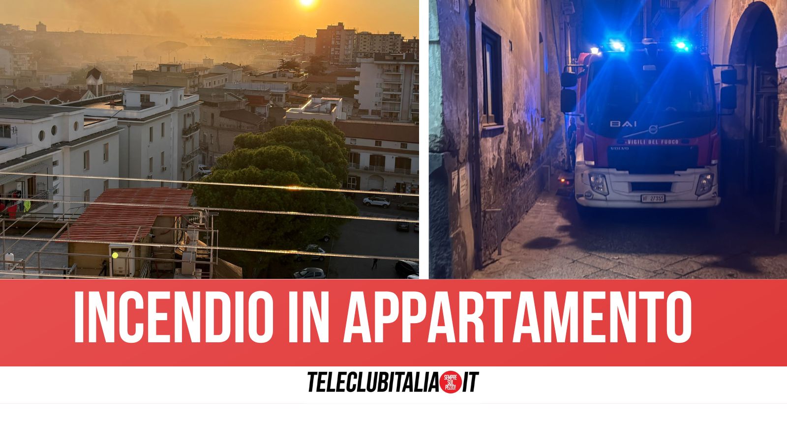 Aversa, fiamme in un appartamento di via Piave: sul posto vigili del fuoco e ambulanza del 118