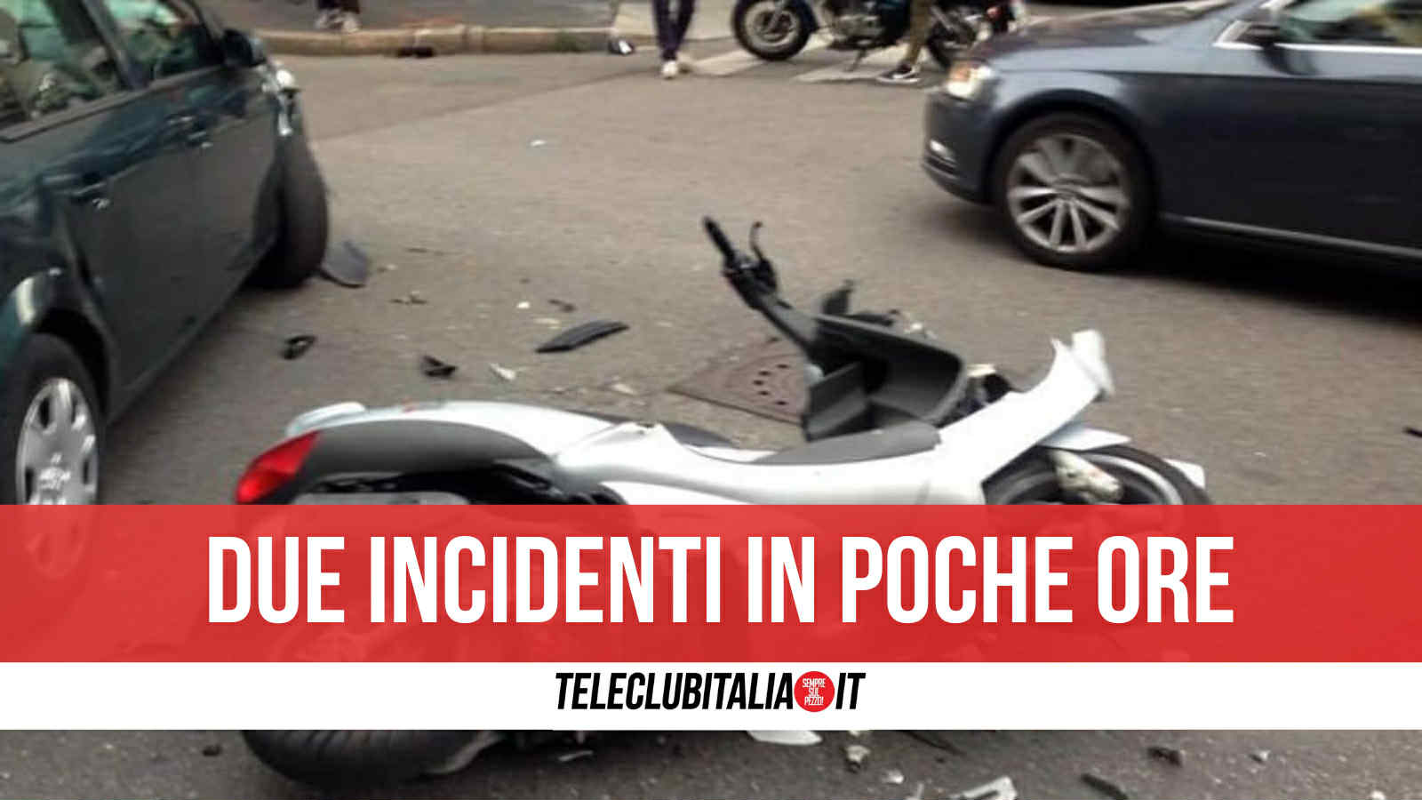 due incidenti a qualiano in poche ore centauro ferito alle gambe
