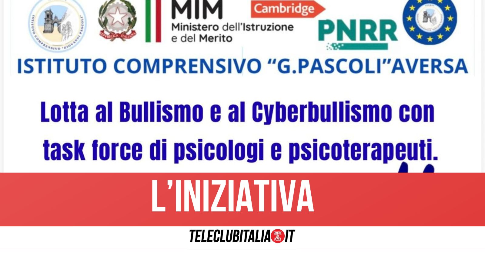 Aversa, lotta al bullismo e al cyberbullismo: incontro all’istituto “Pascoli” con psicologi e psicoterapeuti del Moige Aversa, lotta al bullismo e al cyberbullismo: incontro all’istituto “Pascoli” con psicologi e psicoterapeuti del Moige