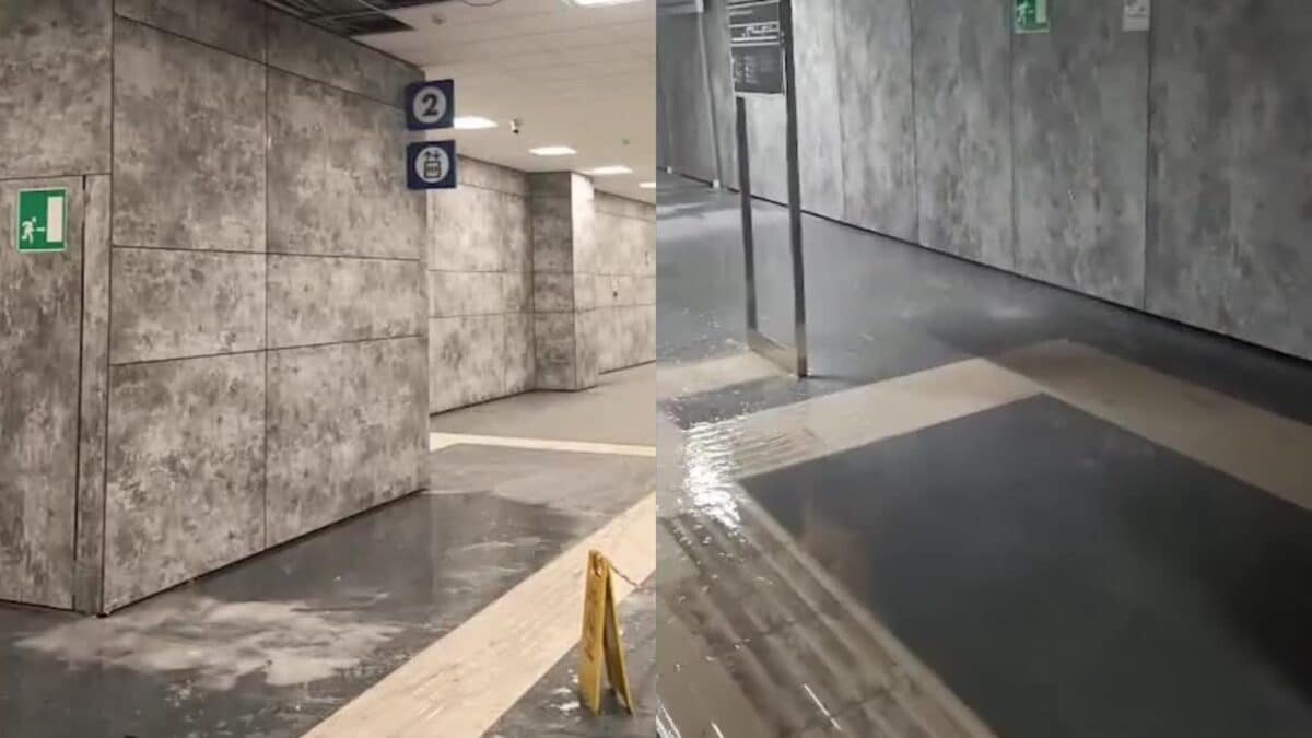 Stazione di Casalnuovo allagata dopo il maltempo, immagine pubblicata da Fanpage.it